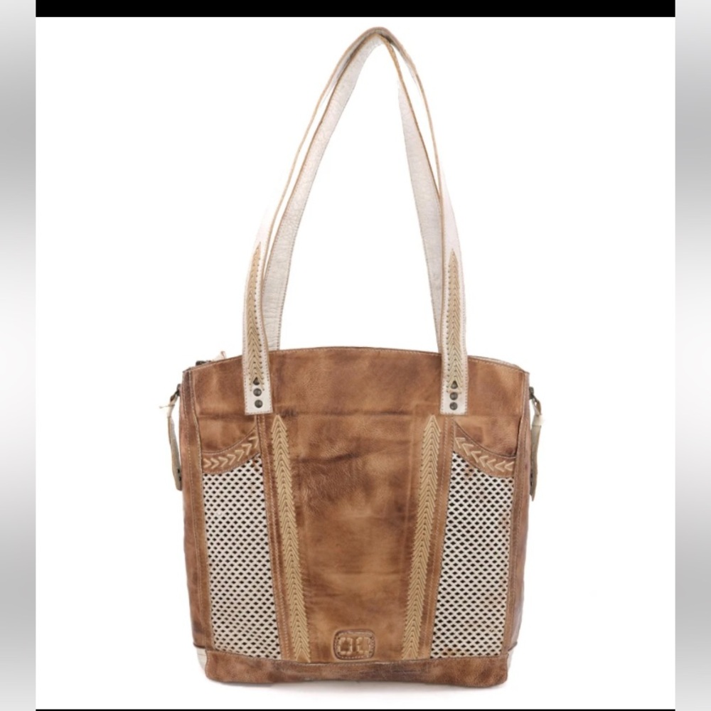 Bed Stu Tan and Cream Leather Tote
